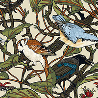 Vögel und Ornamente